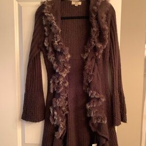 HOBO FUR-TRIMMED CARDIGAN